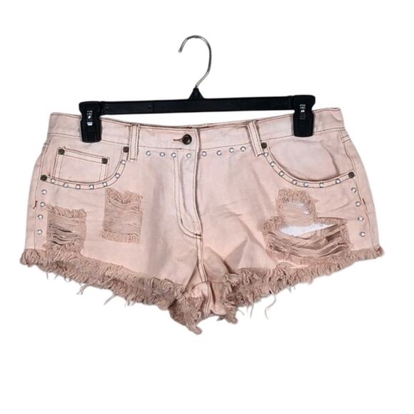 Somedays Lovin Shorts Pink Distressed Studded - Picture 1 of 2